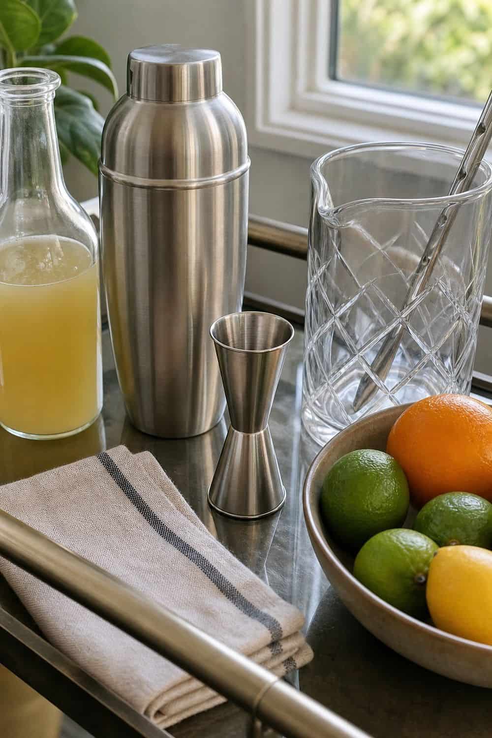 25 Neo Deco Bar Cart Ideas for Easy Hosting Jigger for Proper Pours on a casual neo deco bar cart for easy hosting