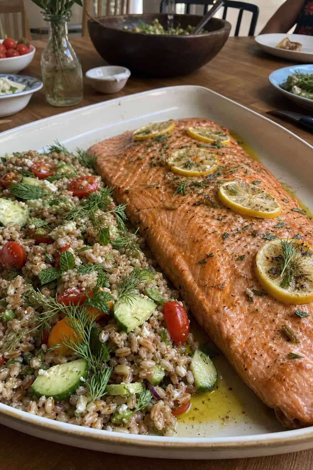 25 Summer Dinner Party Menu Ideas for Warm-Weather Hosting slow-roasted salmon with grain salad for a summer dinner party menu