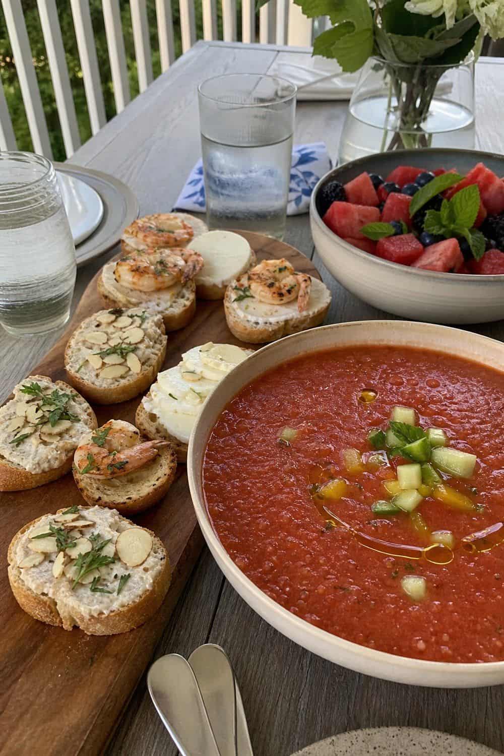 25 Summer Dinner Party Menu Ideas for Warm-Weather Hosting gazpacho and crostini menu for a summer dinner party menu