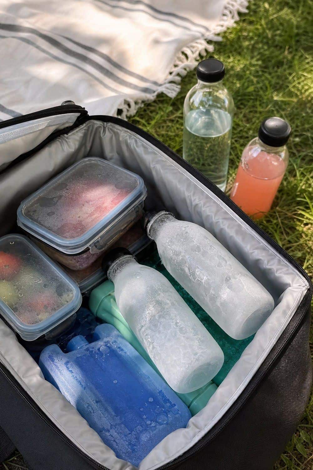 25 Summer Picnic Party Hosting Ideas for Hot-Weather Gatherings 2. Frozen Water Bottles as Backup Ice for a summer picnic party