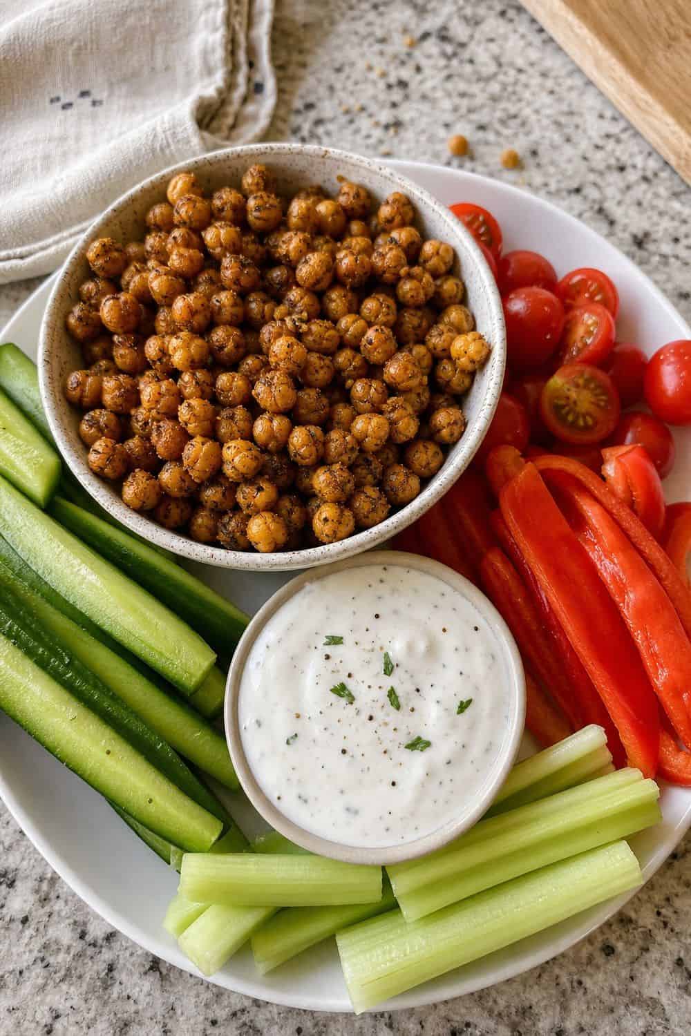 20 Summer Snack Plate Ideas for Hot Weather 8. Roasted Chickpea Ranch Plate summer snack plate