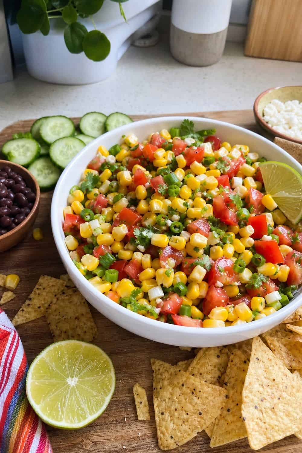 20 Summer Snack Plate Ideas for Hot Weather 16. Sweet Corn Salsa Snack Plate summer snack plate