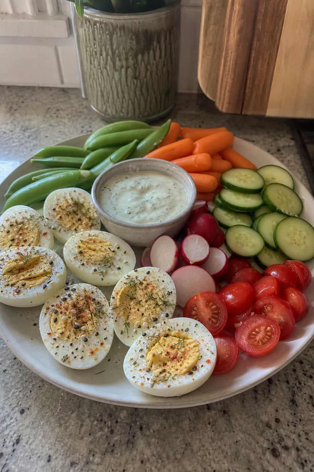 20 Summer Snack Plate Ideas for Hot Weather 17. Hard-Boiled Egg Garden Plate summer snack plate
