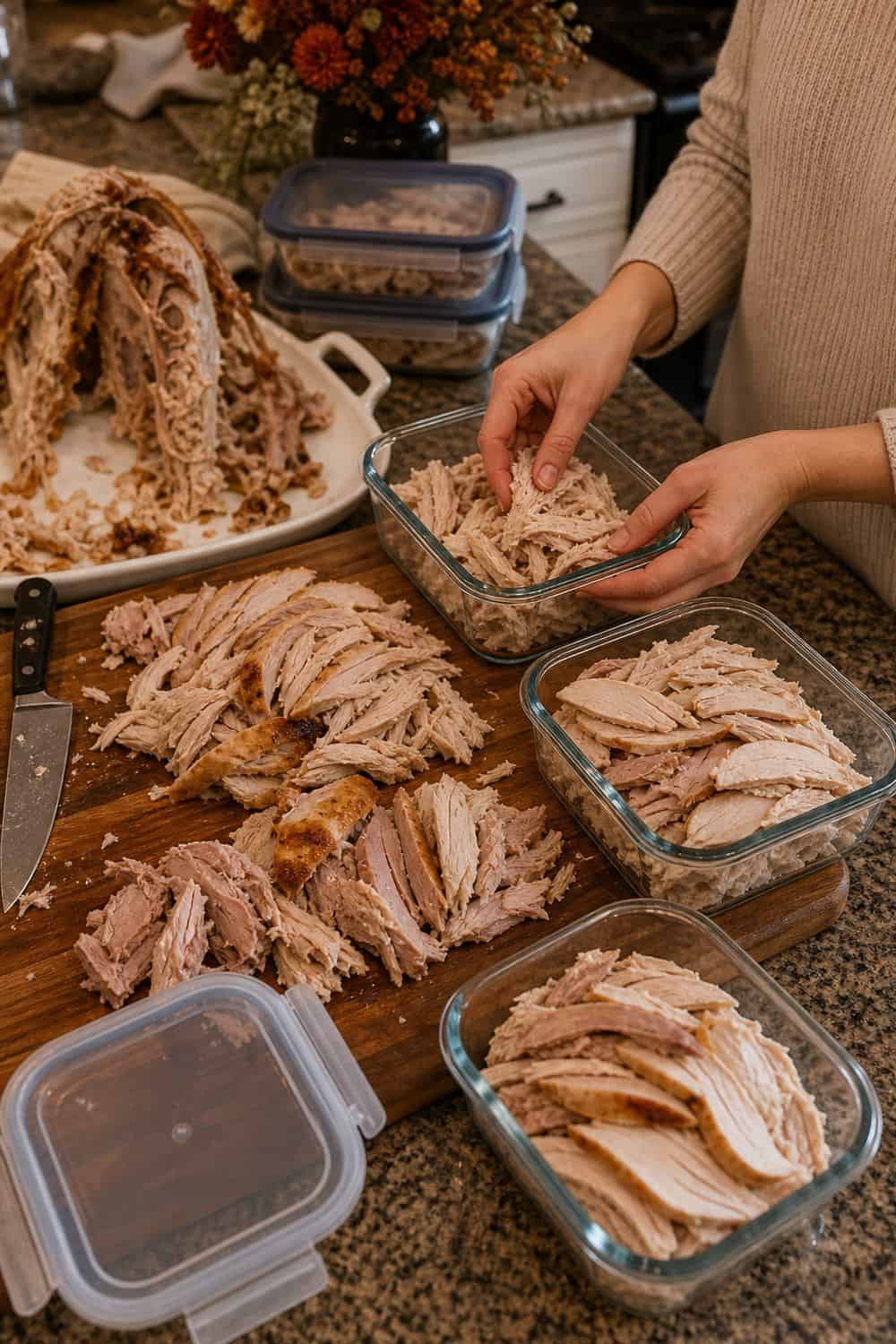 15 Thanksgiving Leftover Storage Ideas That Keep Food Fresh Turkey Carved Off the Bone Before Refrigerating for Thanksgiving leftover storage