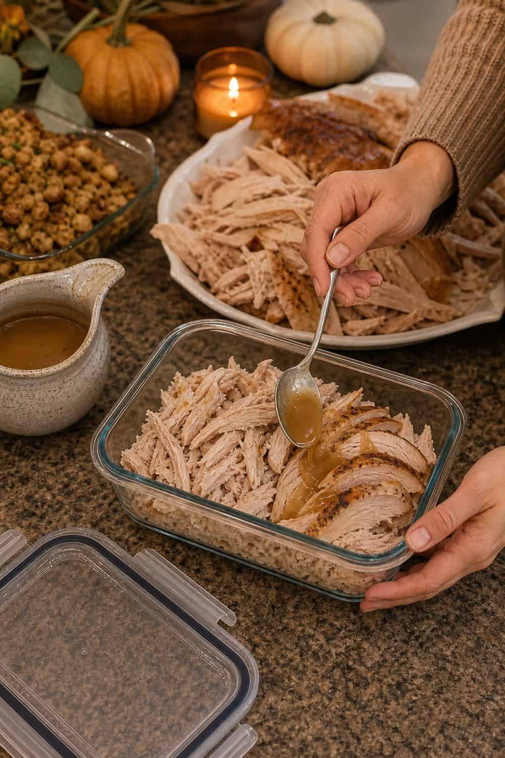 15 Thanksgiving Leftover Storage Ideas That Keep Food Fresh Turkey Packed With a Little Moisture for Thanksgiving leftover storage