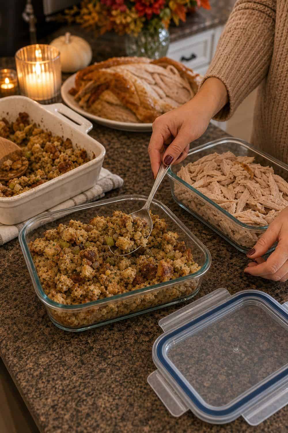 15 Thanksgiving Leftover Storage Ideas That Keep Food Fresh Stuffing Stored Away From the Turkey for Thanksgiving leftover storage
