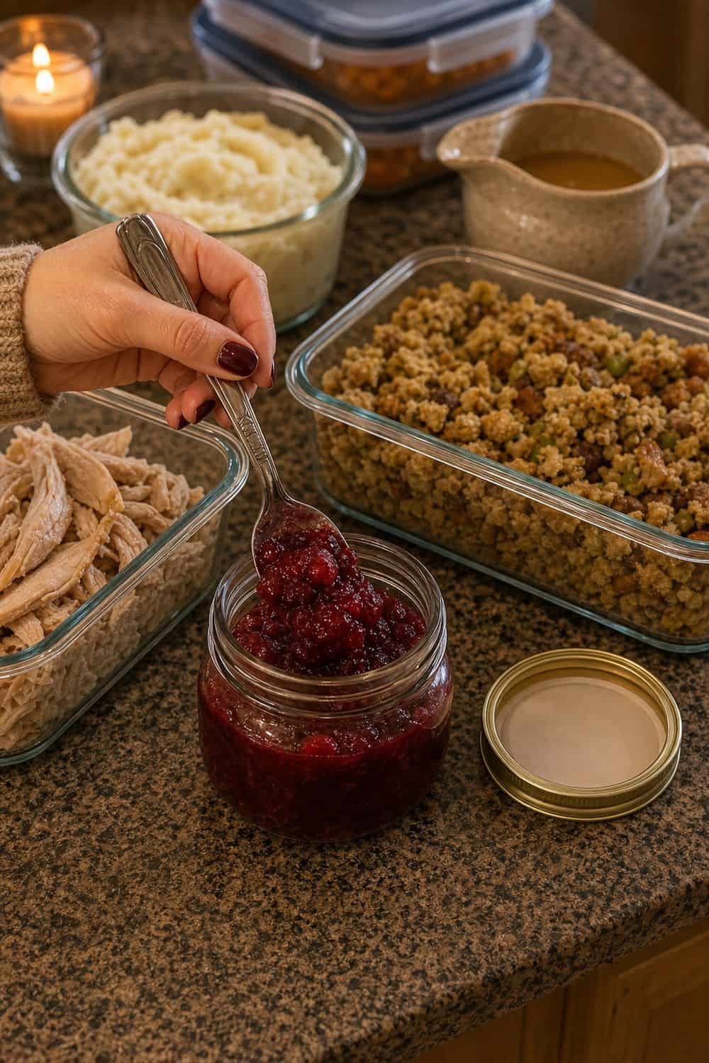 15 Thanksgiving Leftover Storage Ideas That Keep Food Fresh Cranberry Sauce in a Small Jar for Thanksgiving leftover storage