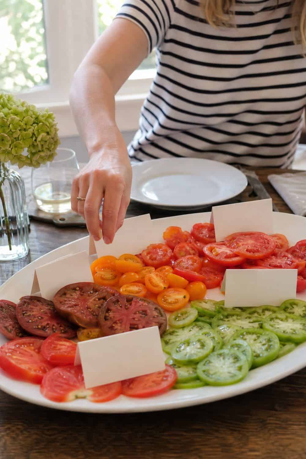 25 Tomato Dinner Party Ideas for Peak Summer Flavor tomato dinner party ideas section 21 label tomato varieties on the table