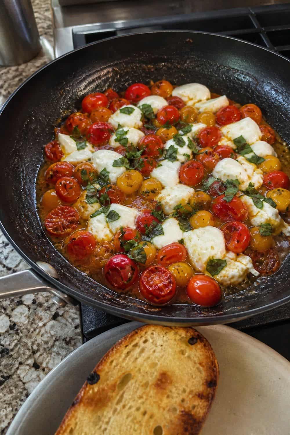 15 Tomato Season Food Ideas for Peak Summer Flavor tomato season food ideas 05 cherry tomato caprese skillet