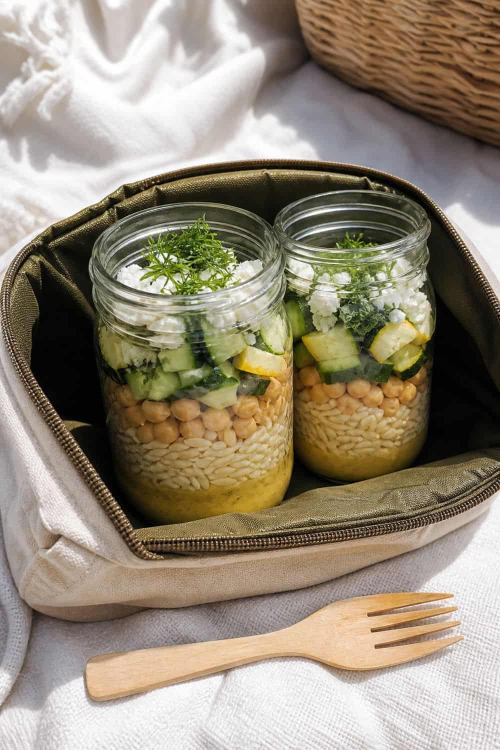 20 Aesthetic Picnic Food Ideas for Cozy Food Moments aesthetic picnic food ideas 02 lemon orzo salad jars
