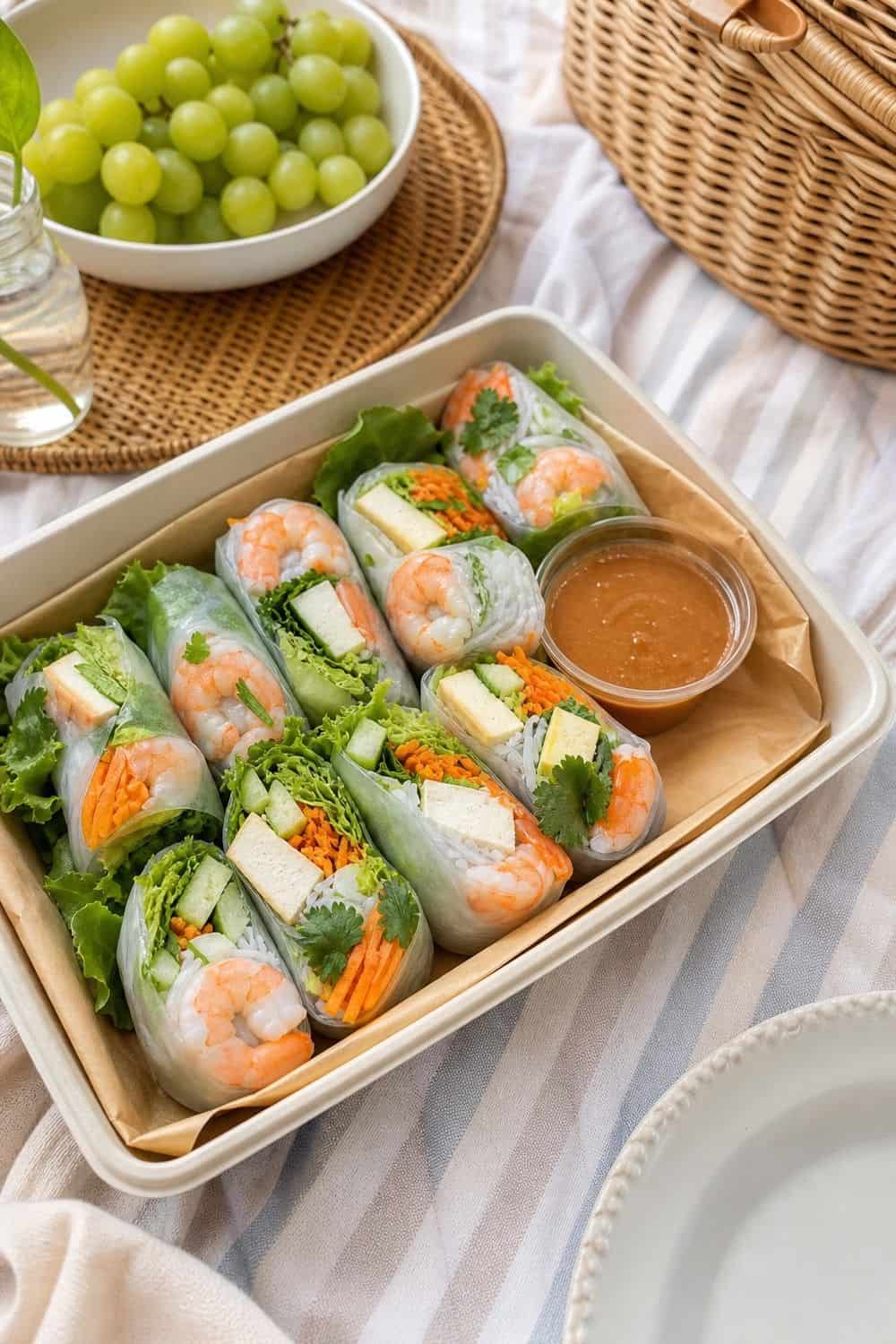 20 Aesthetic Picnic Food Ideas for Cozy Food Moments aesthetic picnic food ideas 08 summer roll picnic box