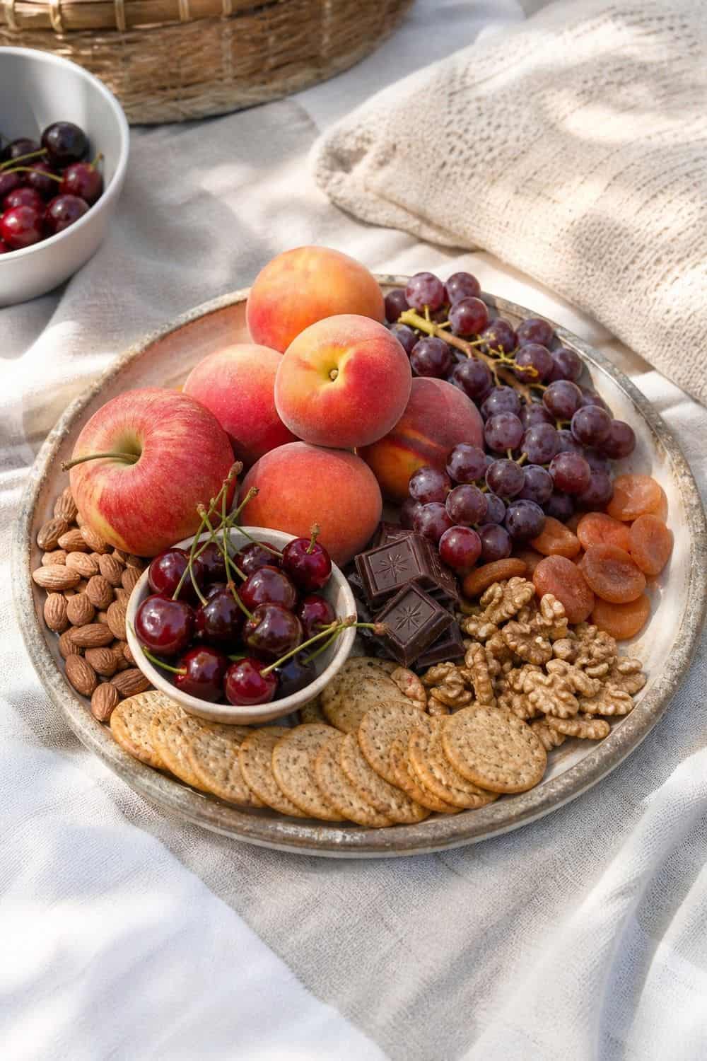 20 Aesthetic Picnic Food Ideas for Cozy Food Moments aesthetic picnic food ideas 16 whole fruit and nut picnic plate