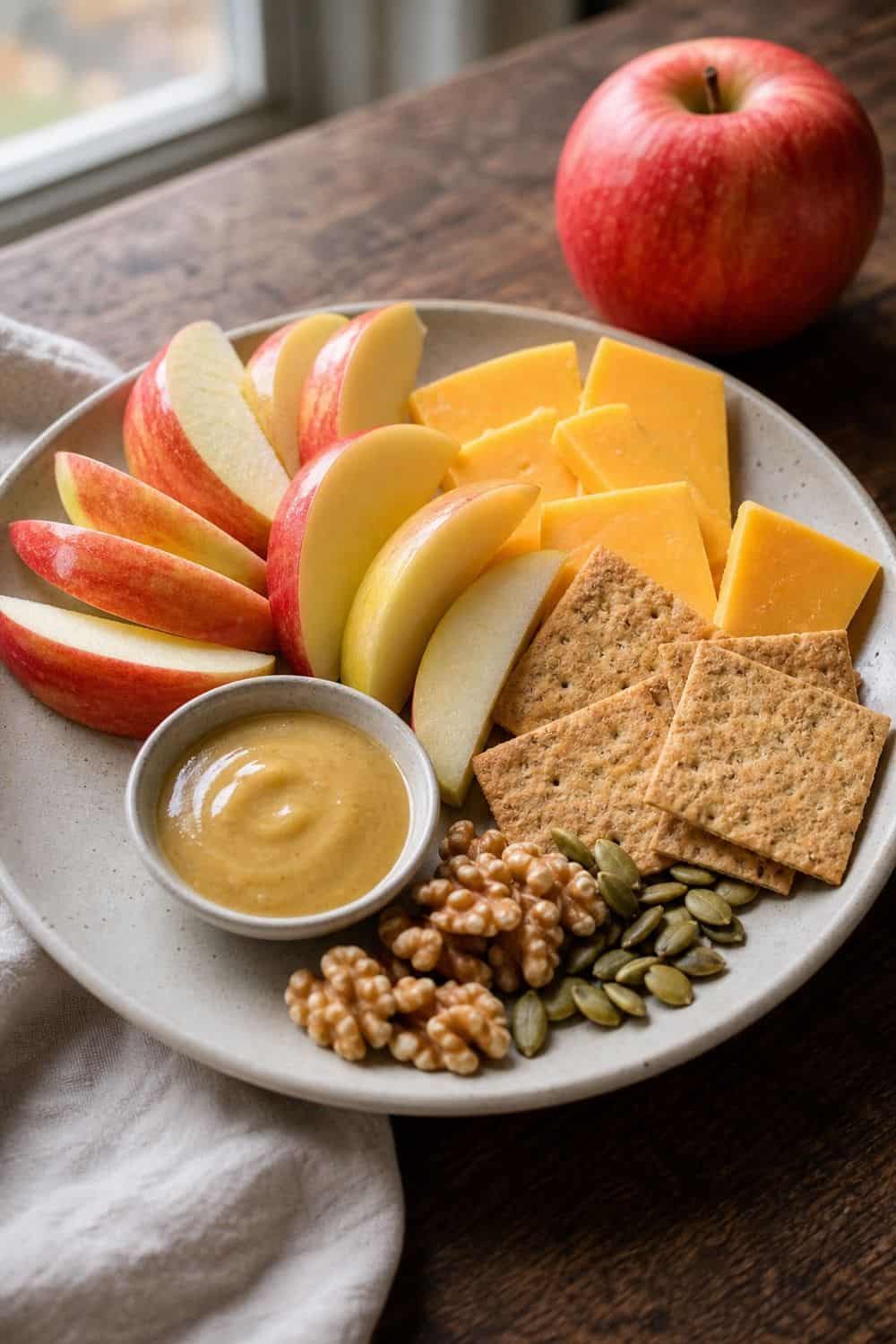 15 Apple Season Food Ideas for Cozy Food Moments apple cheddar snack plate with apples for a cozy apple season food idea