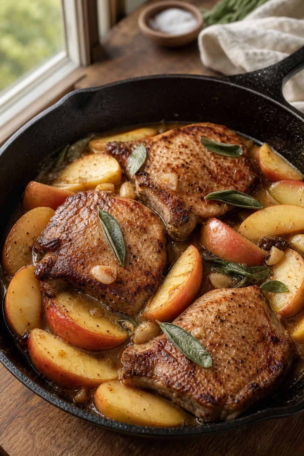15 Apple Season Food Ideas for Cozy Food Moments honey sage apple pork chops with apples for a cozy apple season food idea