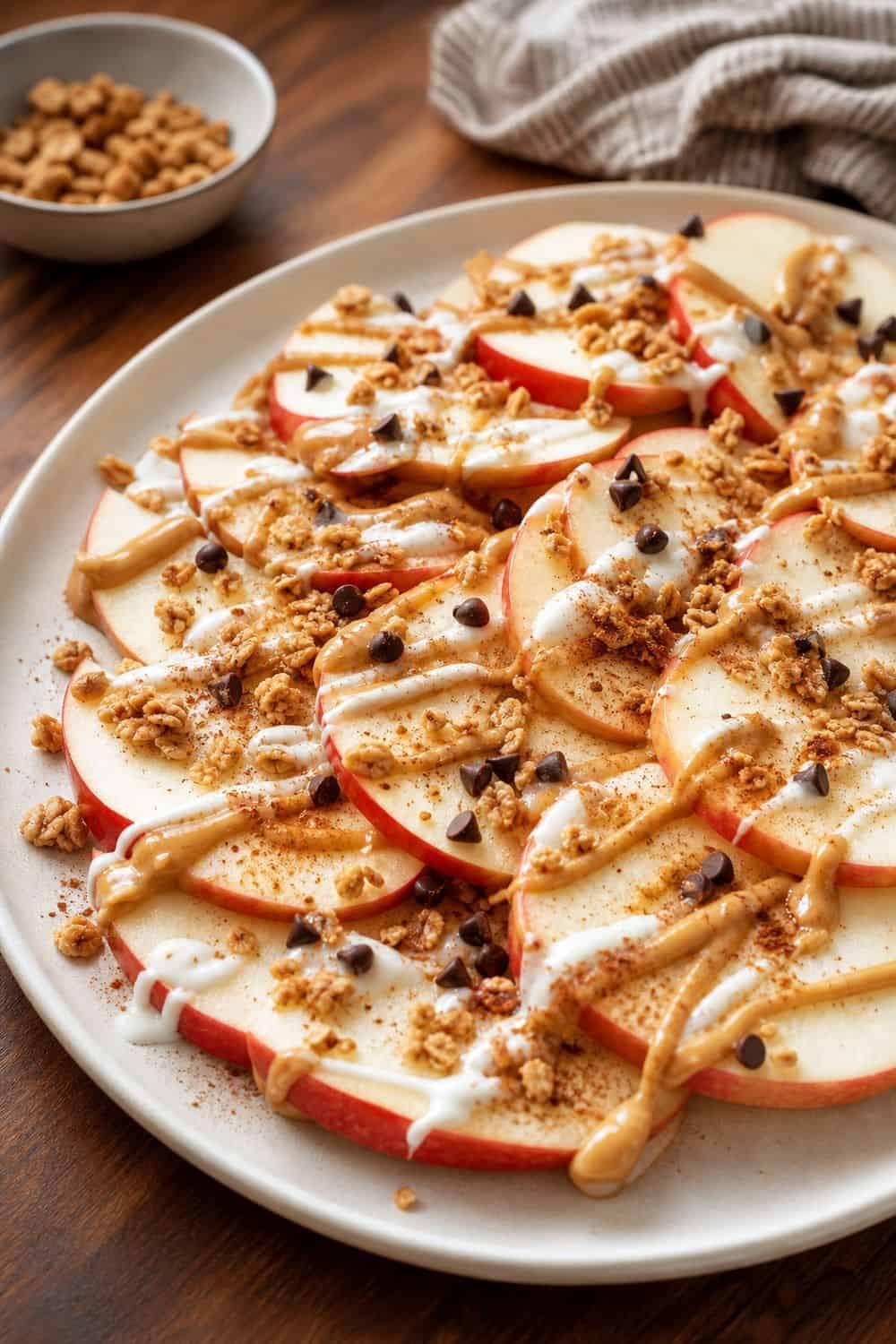 15 Apple Season Food Ideas for Cozy Food Moments apple nachos dessert plate with apples for a cozy apple season food idea