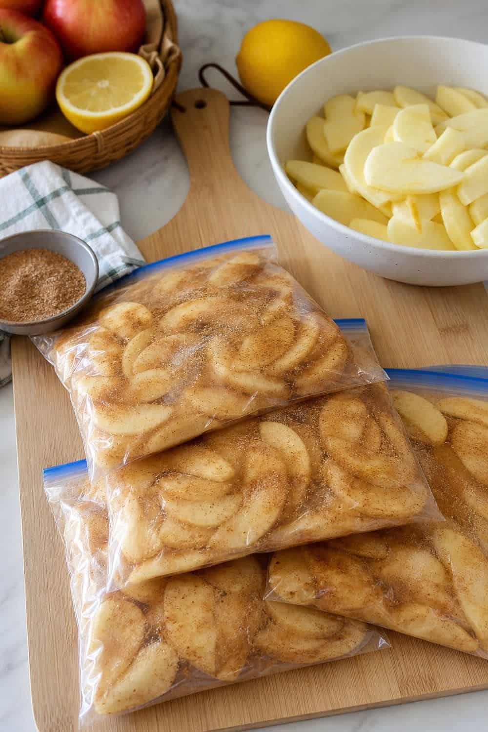 15 Apple Season Food Ideas for Cozy Food Moments freezer apple pie filling packs with apples for a cozy apple season food idea