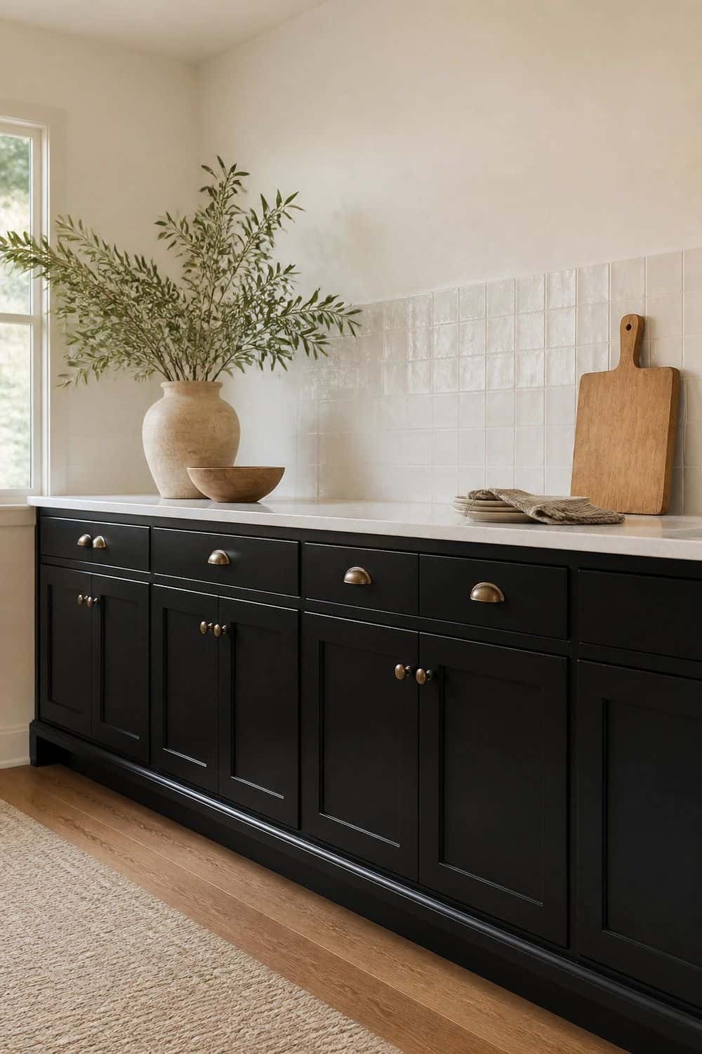 25 Black Kitchen Ideas for a Beautiful Kitchen 1. Paint Lower Cabinets Black shown in a warm black kitchen with practical home styling