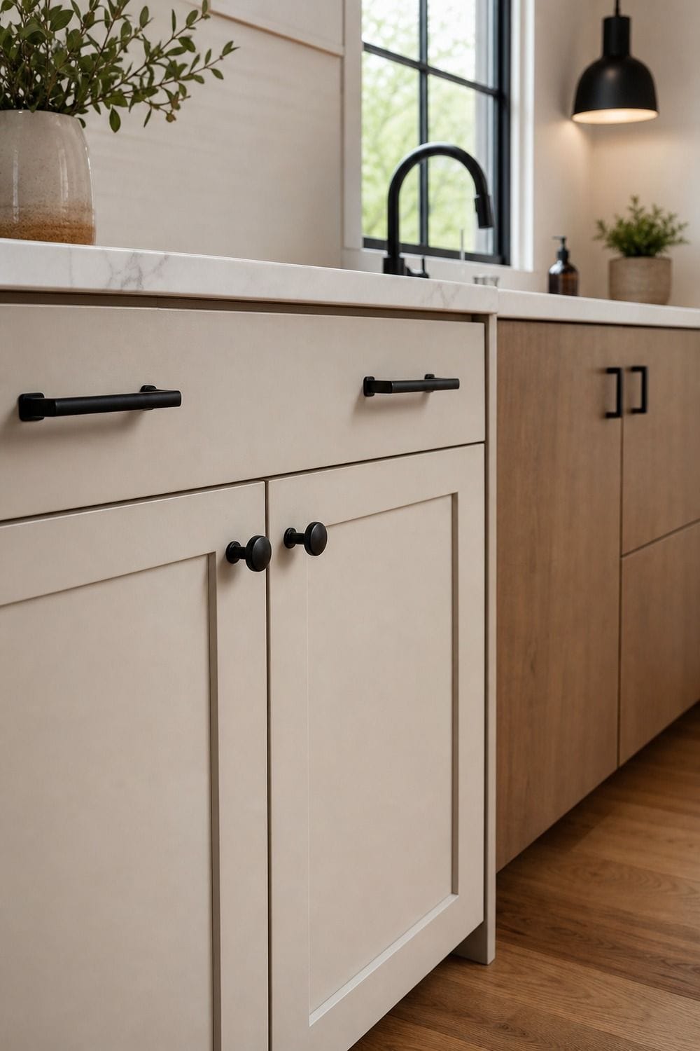 25 Black Kitchen Ideas for a Beautiful Kitchen 3. Choose Matte Black Hardware shown in a warm black kitchen with practical home styling