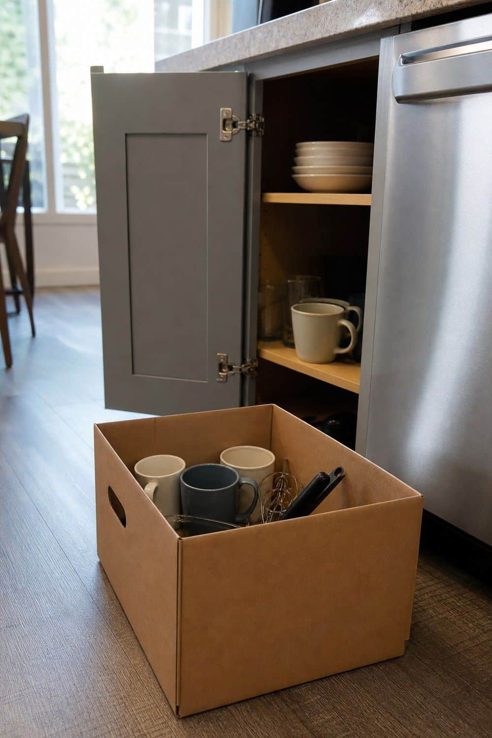 25 Budget Kitchen Organization Ideas for a Tidier Kitchen 2. Donation Box for Quick Decluttering