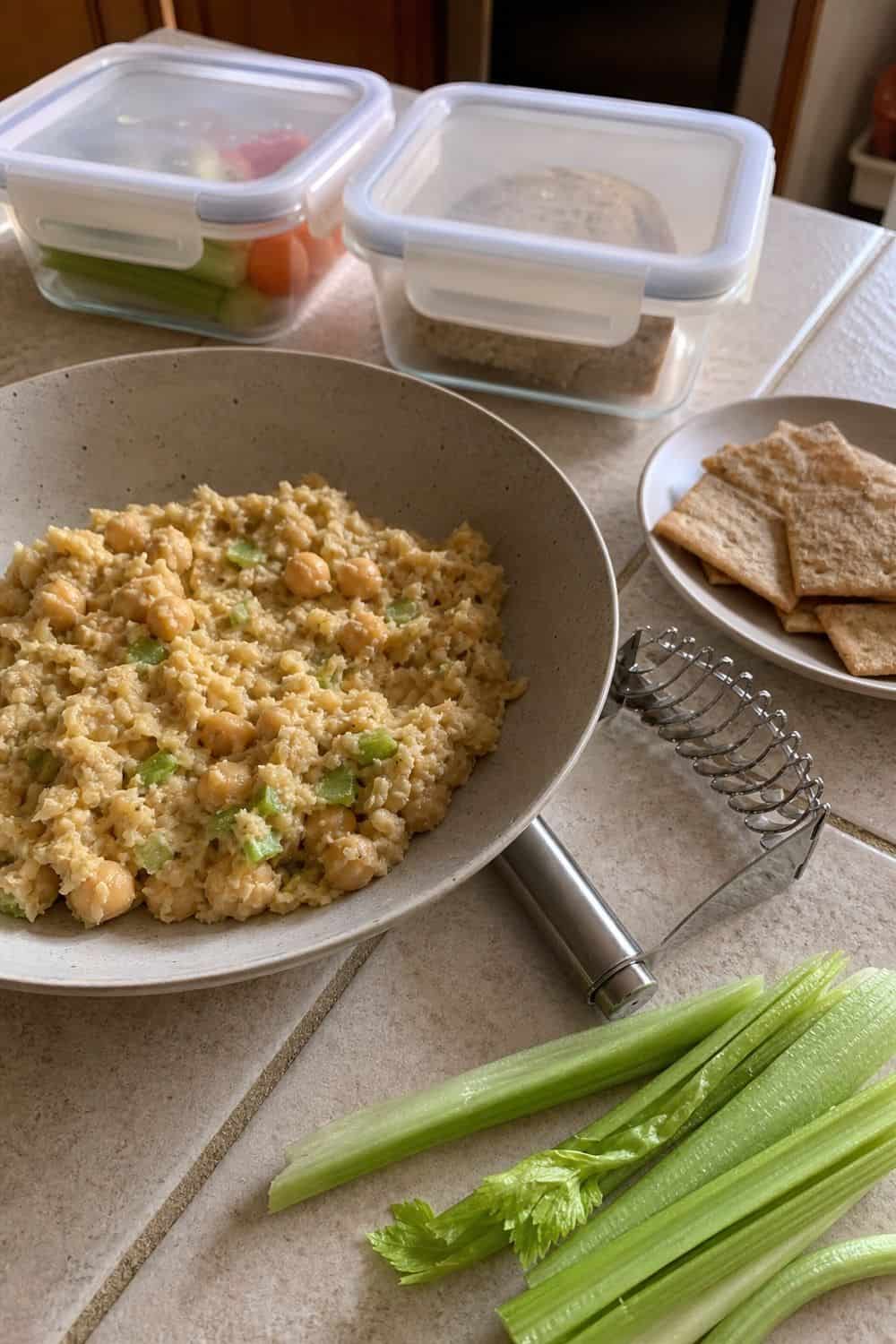 Chickpea Salad Sandwich Prep for budget pantry meal prep