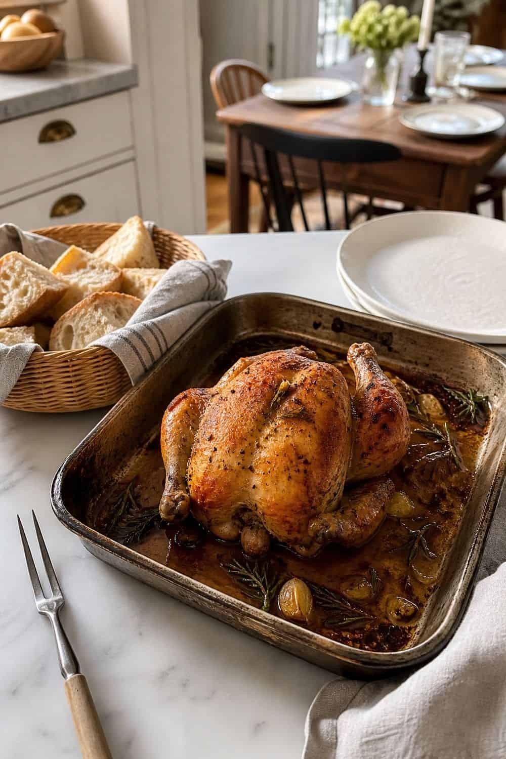 25 Casual Dinner Party Menu Ideas for Easy Hosting 3. Roast Chicken With Bread and Pan Juices for casual dinner party menu ideas