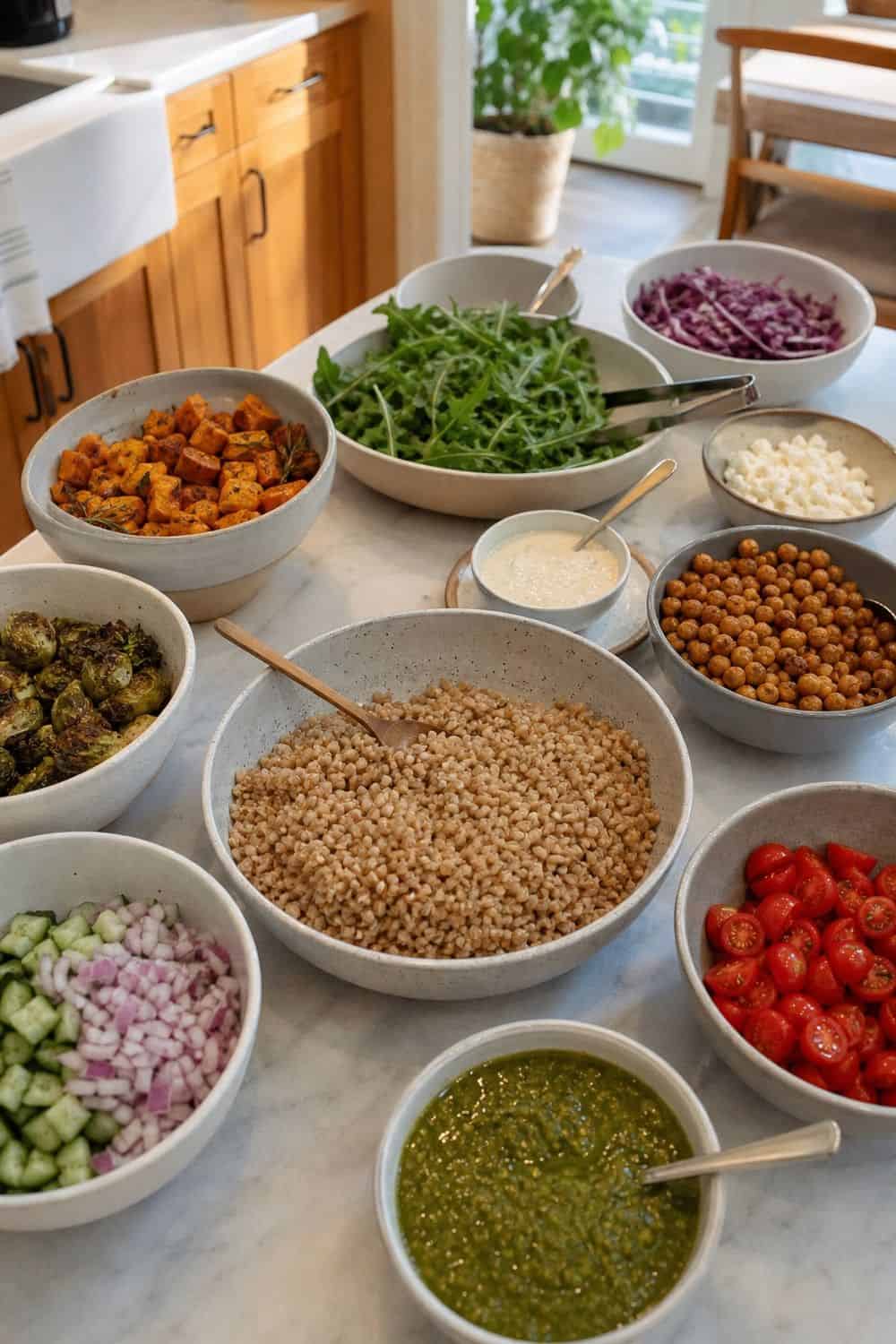 25 Casual Dinner Party Menu Ideas for Easy Hosting 7. Grain Bowl Bar for casual dinner party menu ideas