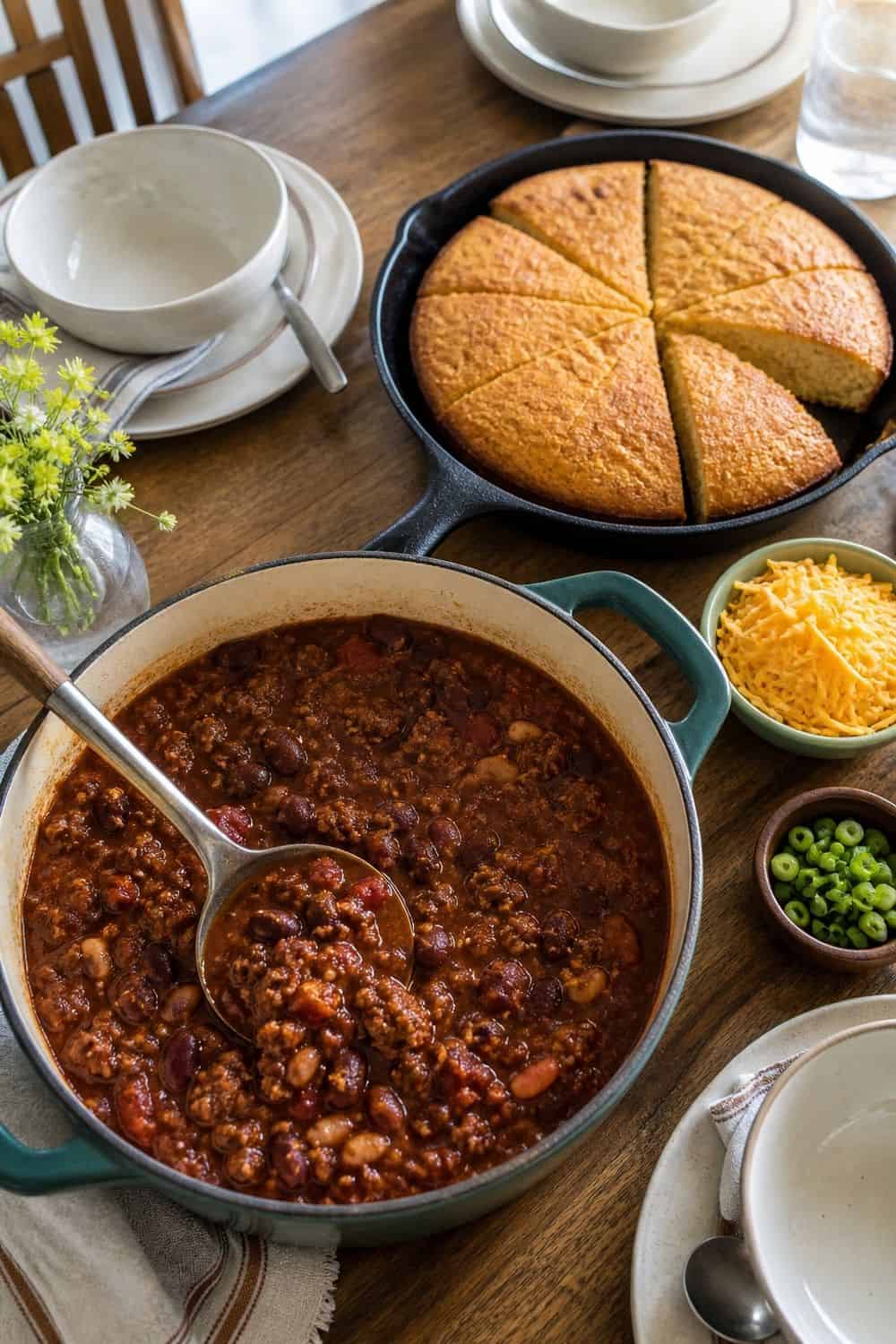 25 Casual Dinner Party Menu Ideas for Easy Hosting 9. Chili and Cornbread Menu for casual dinner party menu ideas