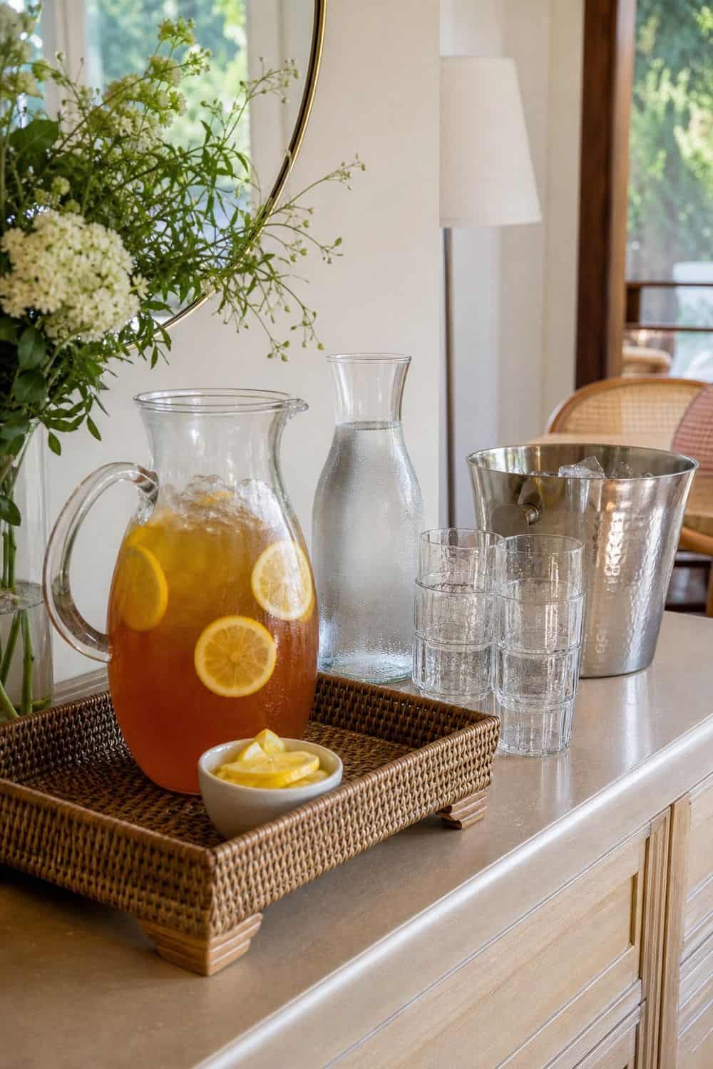 25 Casual Dinner Party Menu Ideas for Easy Hosting 21. Batch Drink and Water Station for casual dinner party menu ideas