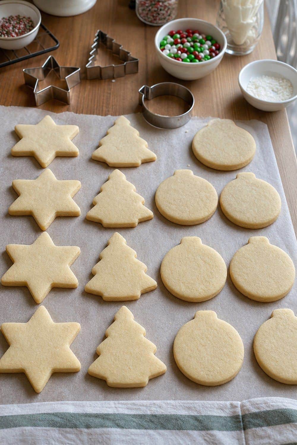 25 Christmas Cookie Decorating Party Ideas for Easy Hosting Three Simple Cookie Shapes setup for a Christmas cookie decorating party