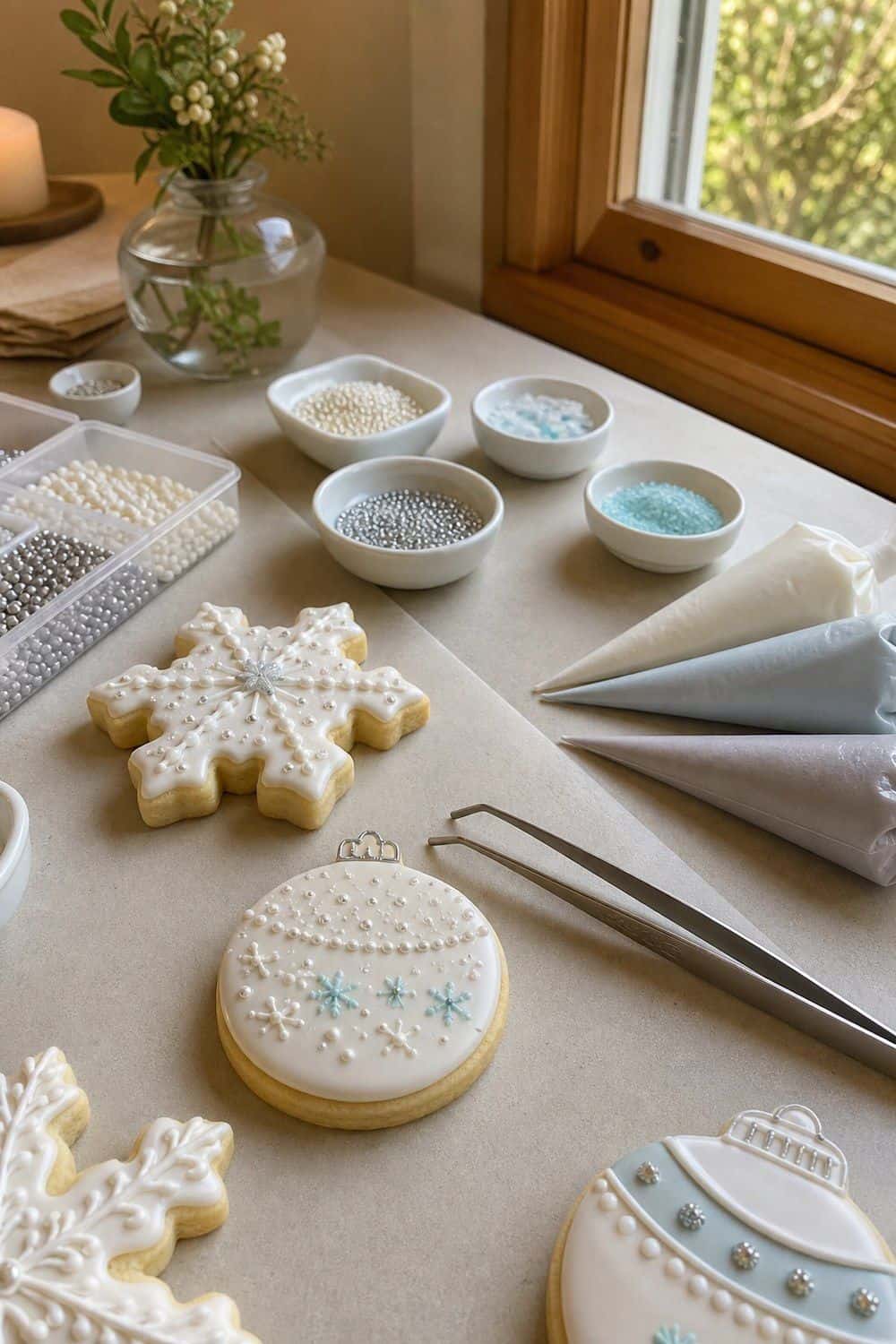 25 Christmas Cookie Decorating Party Ideas for Easy Hosting An Adult Detail Table setup for a Christmas cookie decorating party