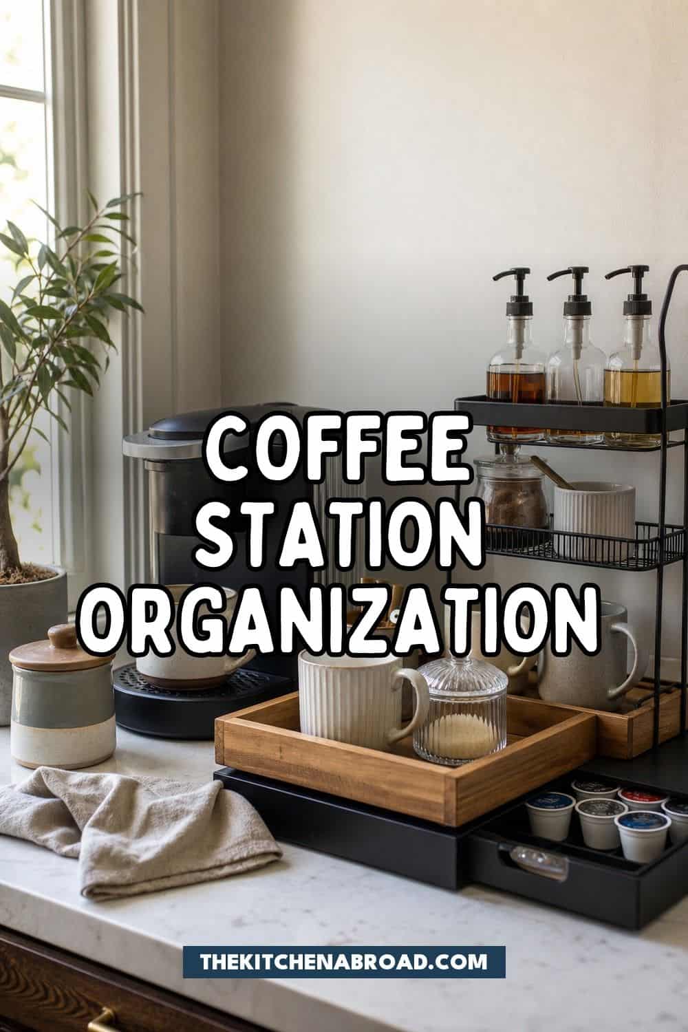 coffee station organization pinterest pin