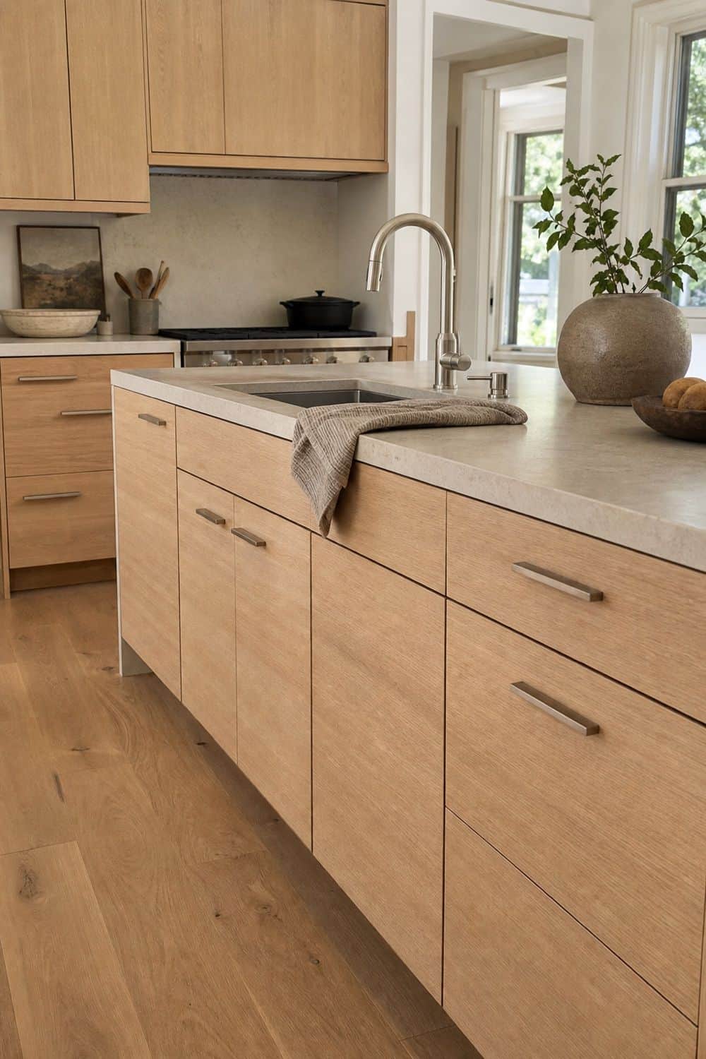 25 Contemporary Kitchen Ideas for a Clean, Polished Layout 3. Oak Cabinet Fronts With Natural Warmth