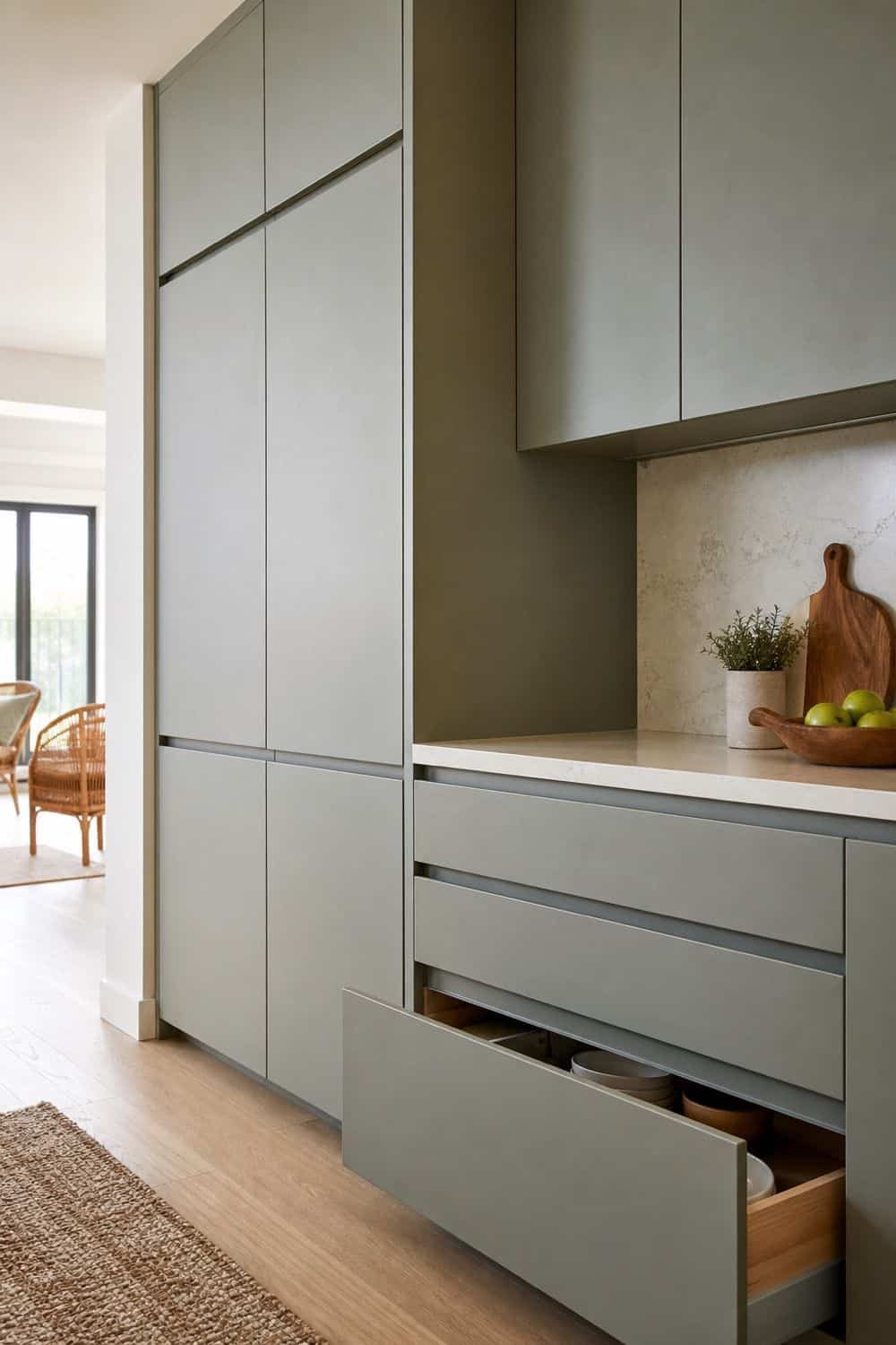 25 Contemporary Kitchen Ideas for a Clean, Polished Layout 4. Handleless or Integrated Cabinet Pulls