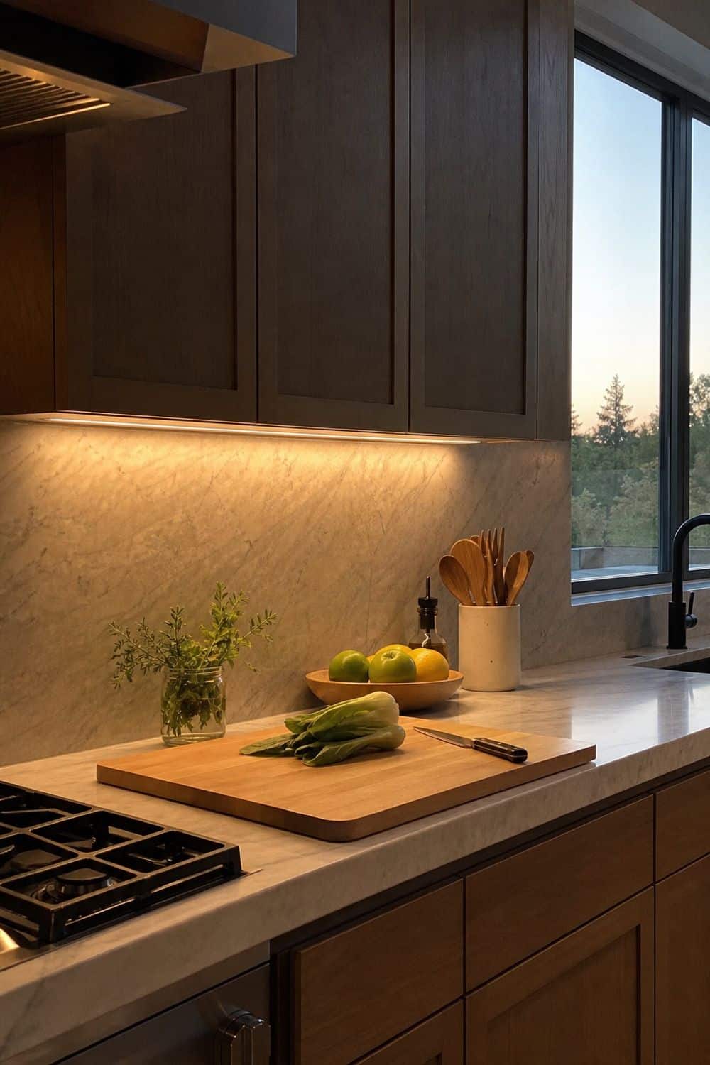 25 Contemporary Kitchen Ideas for a Clean, Polished Layout 15. Layered Light Under the Cabinets