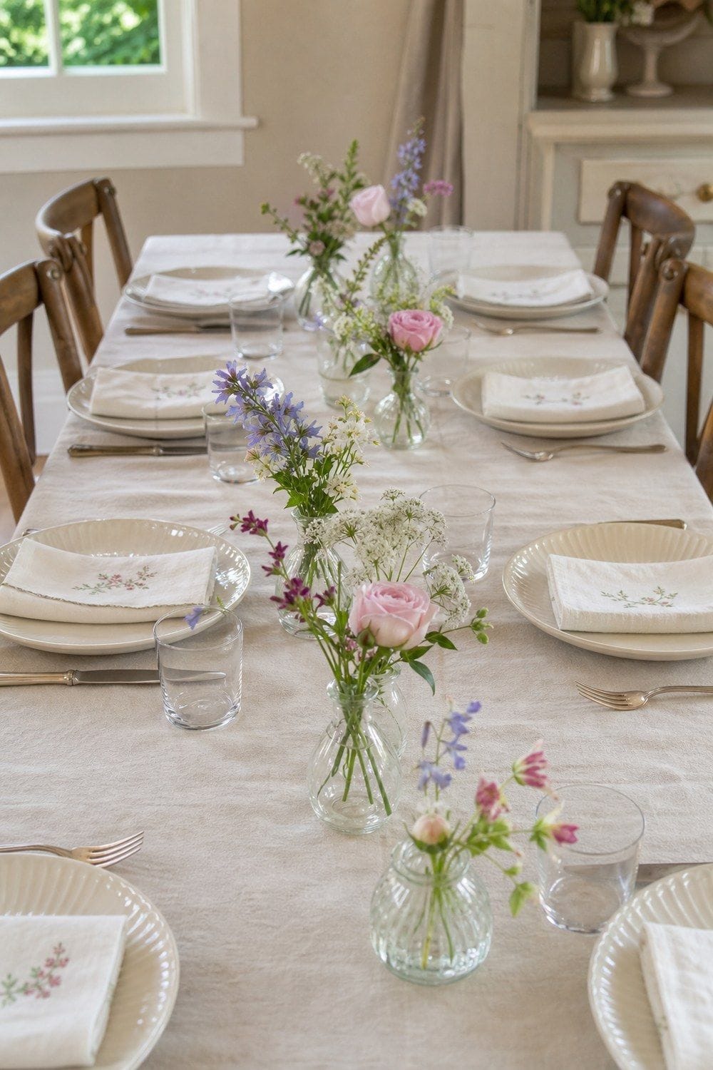 Small Bud Vases Down the Table