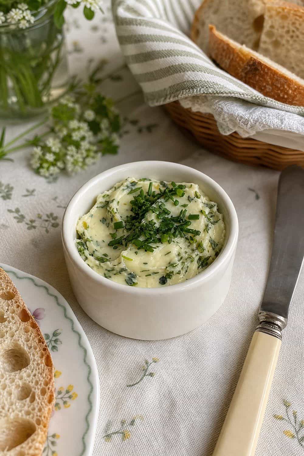 Herb Butter in a Small Crock