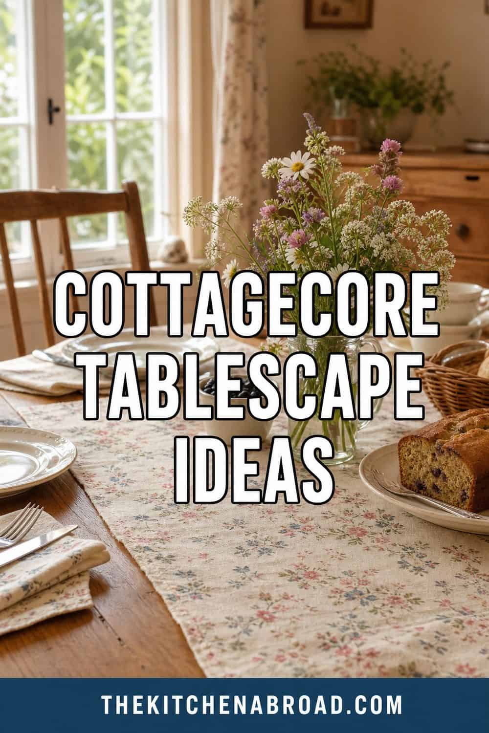 25 Cottagecore Tablescape Ideas for a Soft Floral Table Cottagecore tablescape ideas Pinterest pin