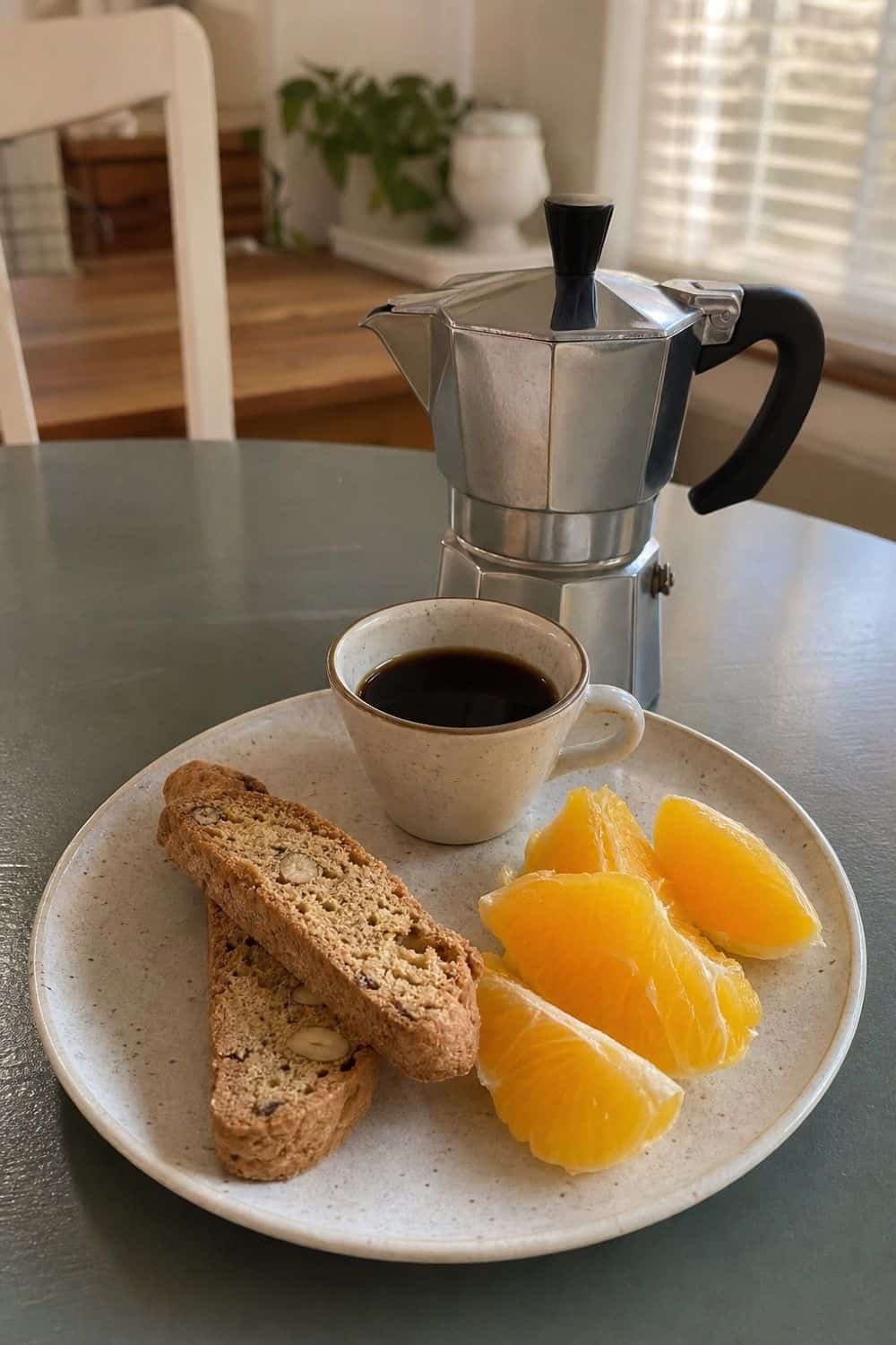 20 Cozy Coffee and Breakfast Ideas for Slow Mornings cozy coffee and breakfast ideas 04 moka pot biscotti fruit