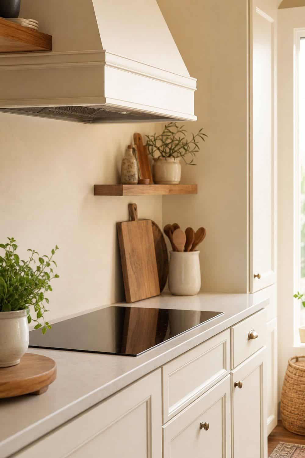 25 Cozy Kitchen Ideas for a Cozy Home Cozy kitchen idea showing creamy cabinet or wall color in a warm clean home kitchen