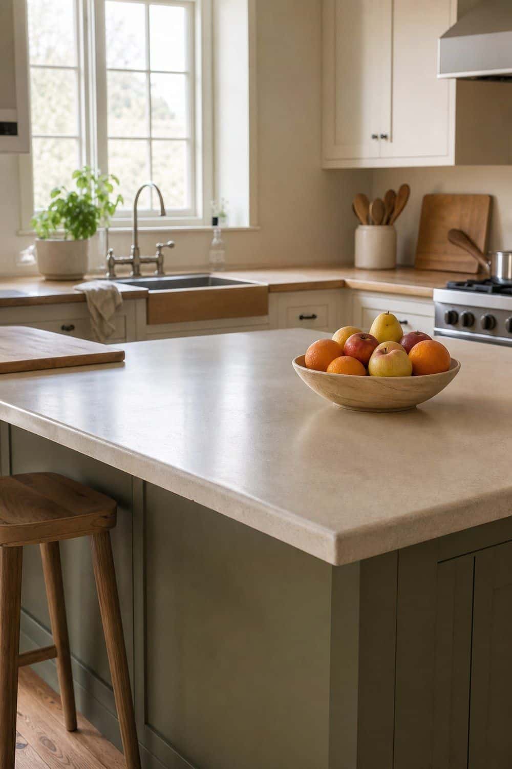 25 Cozy Kitchen Ideas for a Cozy Home Cozy kitchen idea showing fruit bowl in the right spot in a warm clean home kitchen