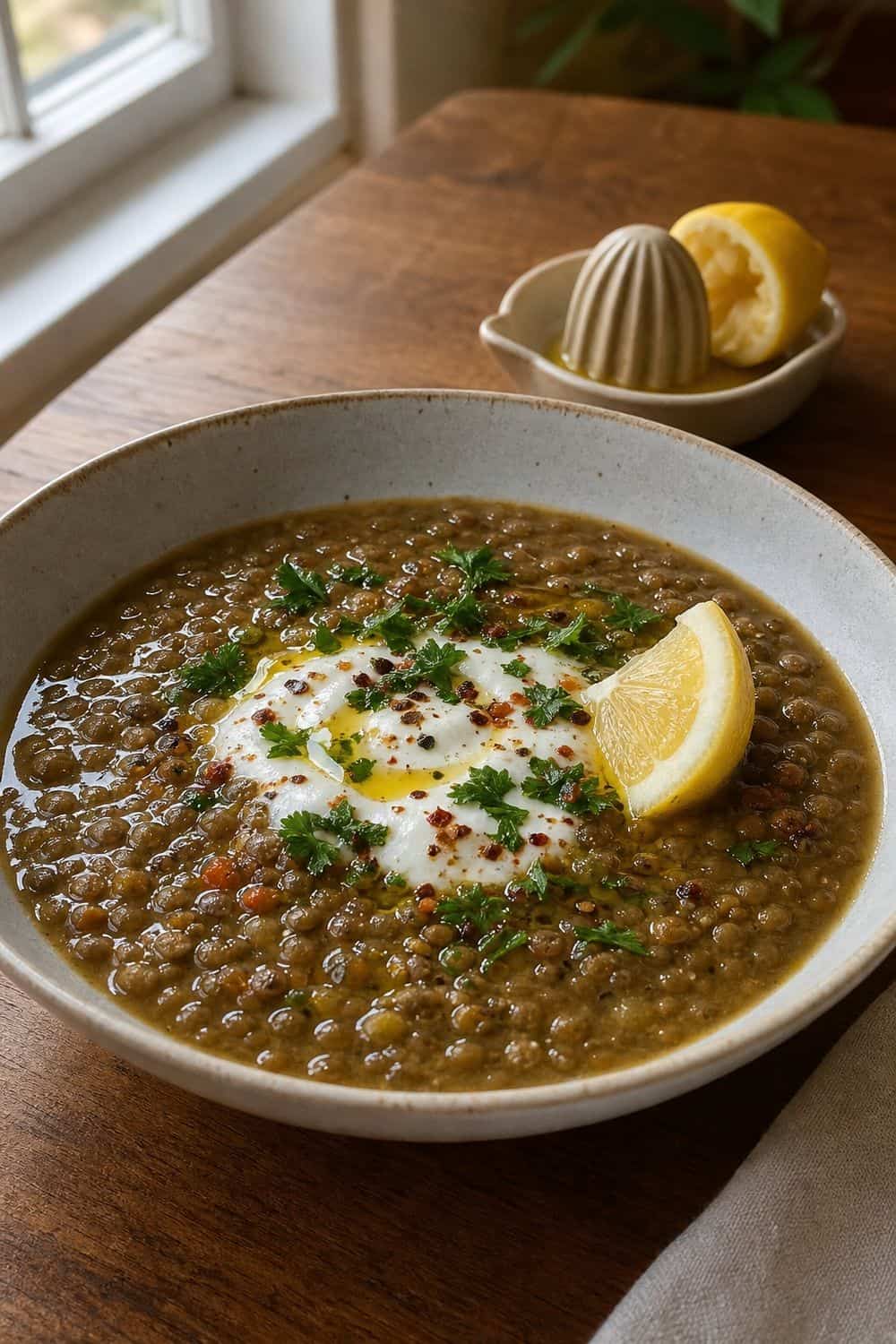 15 Cozy Soup Night Ideas for Cozy Food Moments cozy soup night ideas 05 lentil soup with lemon and yogurt