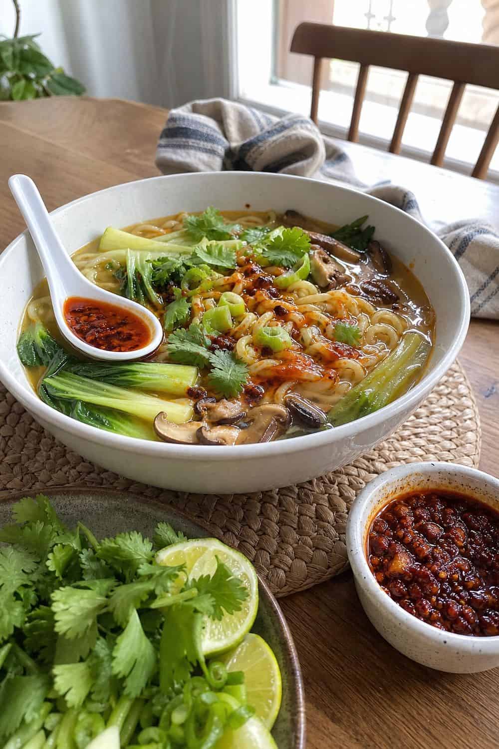 15 Cozy Soup Night Ideas for Cozy Food Moments cozy soup night ideas 07 chili crisp soup bowl