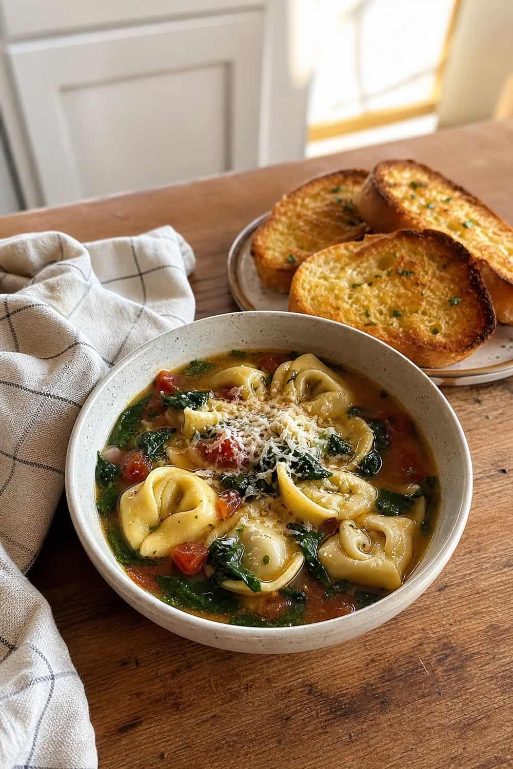 15 Cozy Soup Night Ideas for Cozy Food Moments cozy soup night ideas 10 tortellini soup with garlic toast