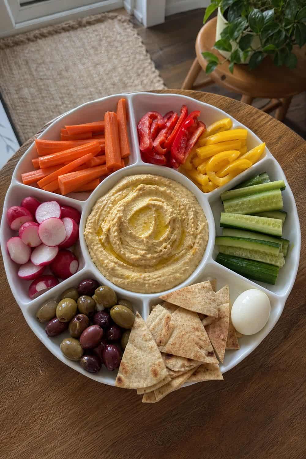 3. Rainbow Veggie Hummus Plate