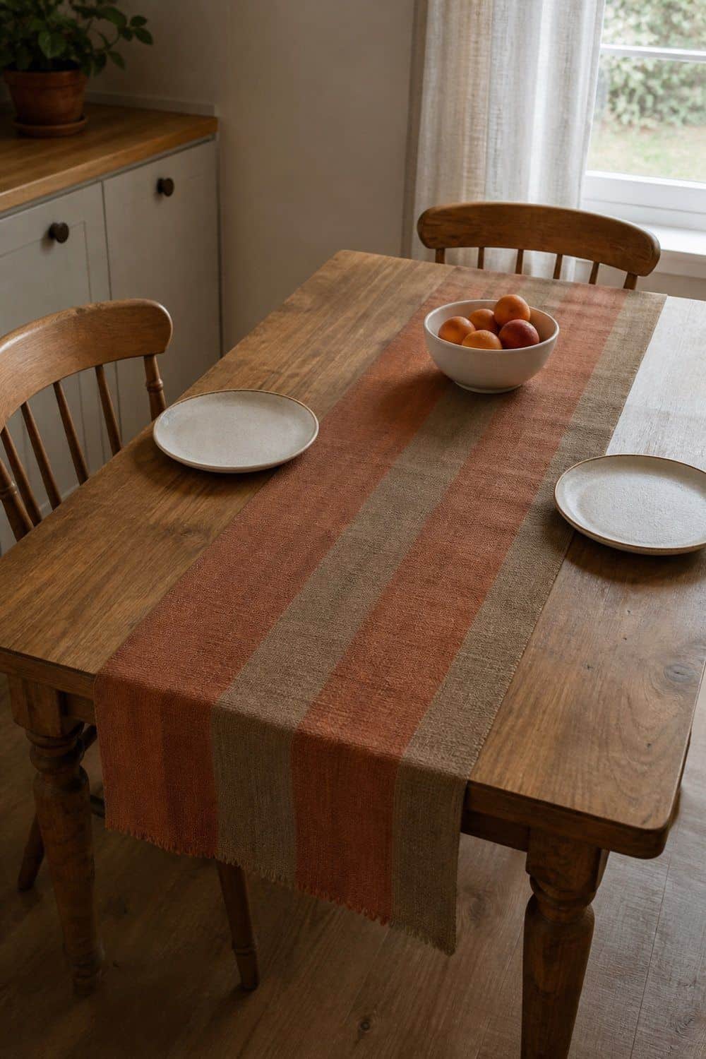 25 Best Earthy Kitchen Decor Finds 13. Earth Tone Table Runner for a Kitchen Table
