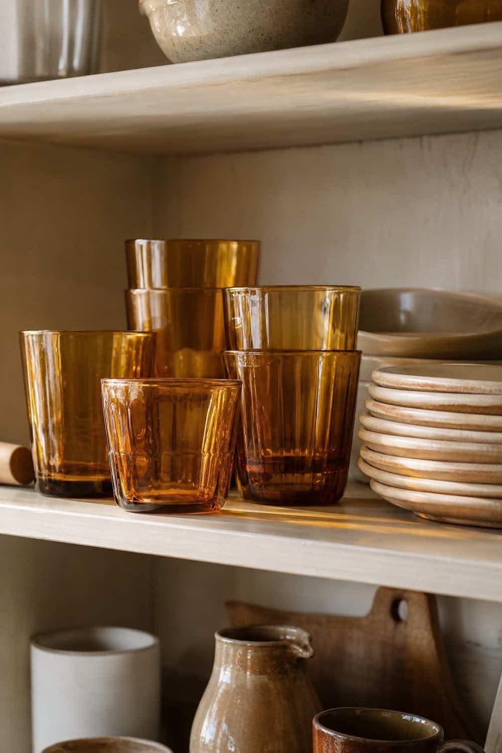 25 Best Earthy Kitchen Decor Finds 16. Amber Glassware for Warm Drink Service