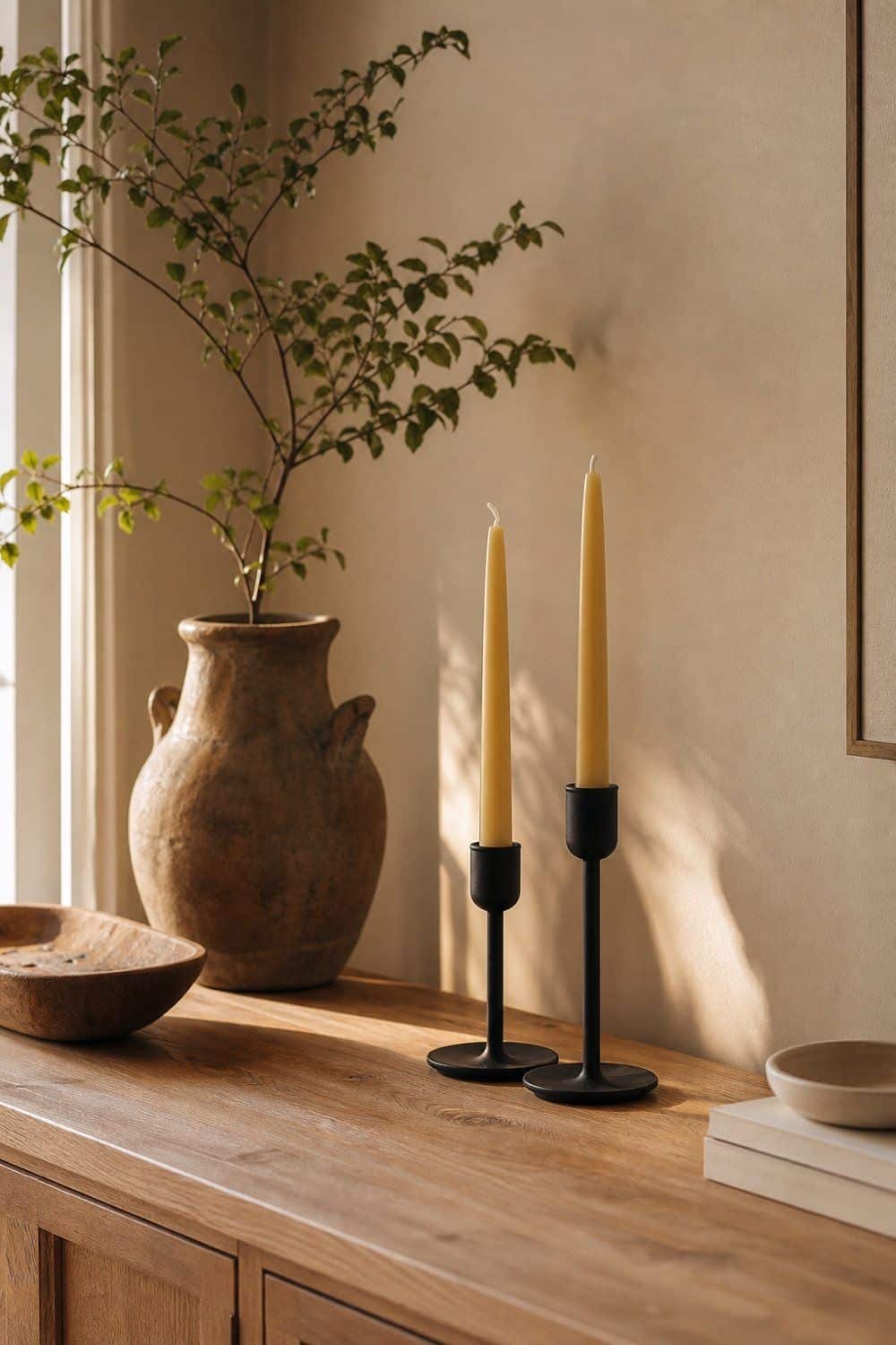25 Best Earthy Kitchen Decor Finds 17. Matte Black Candlestick Holders for Contrast
