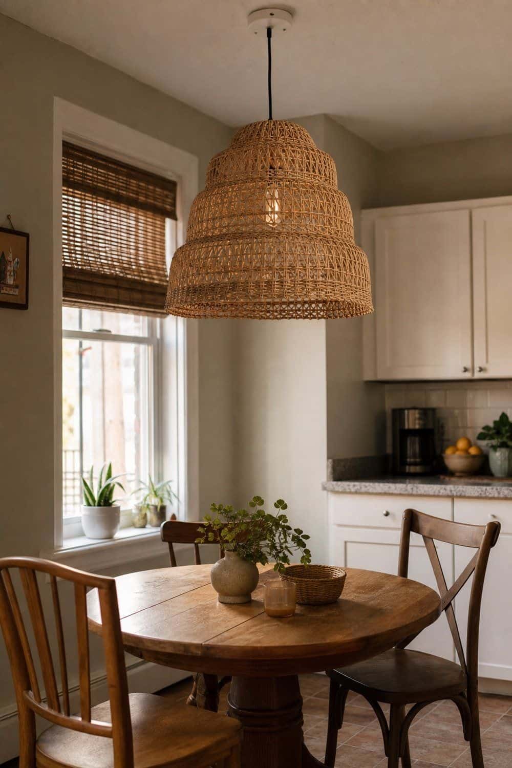 25 Best Earthy Kitchen Decor Finds 20. Woven Pendant Light for Soft Texture