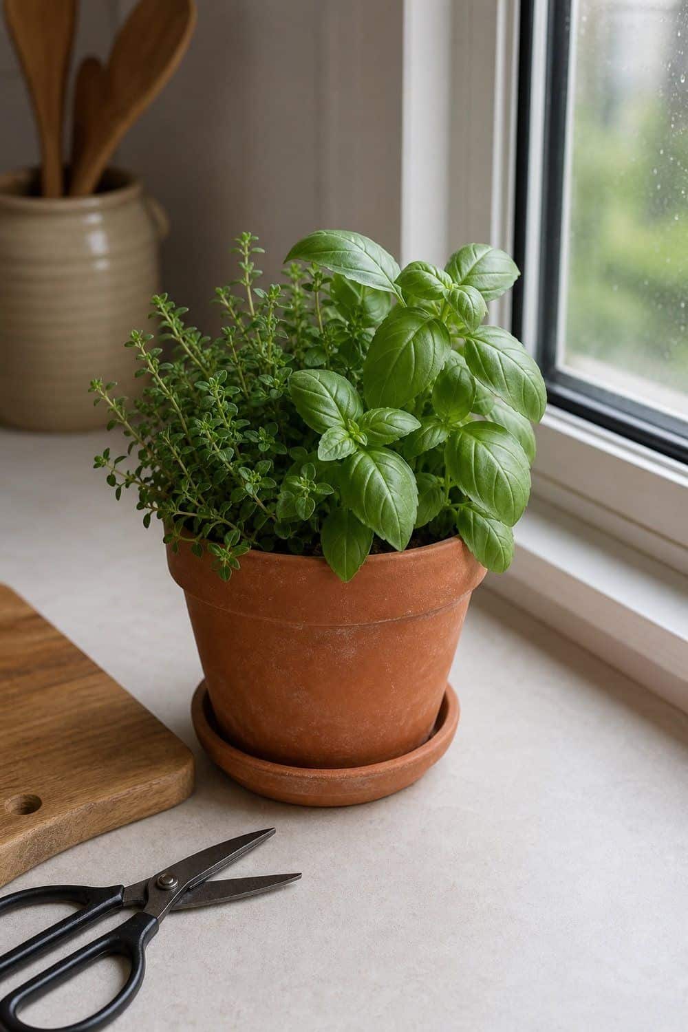 25 Best Earthy Kitchen Decor Finds 25. Small Potted Herb Planter for Fresh Greenery