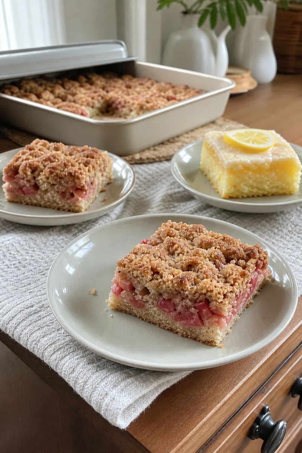 25 Easter Dessert Table Ideas for a Pretty Spring Spread easter dessert table 07 rhubarb bars coffee cake